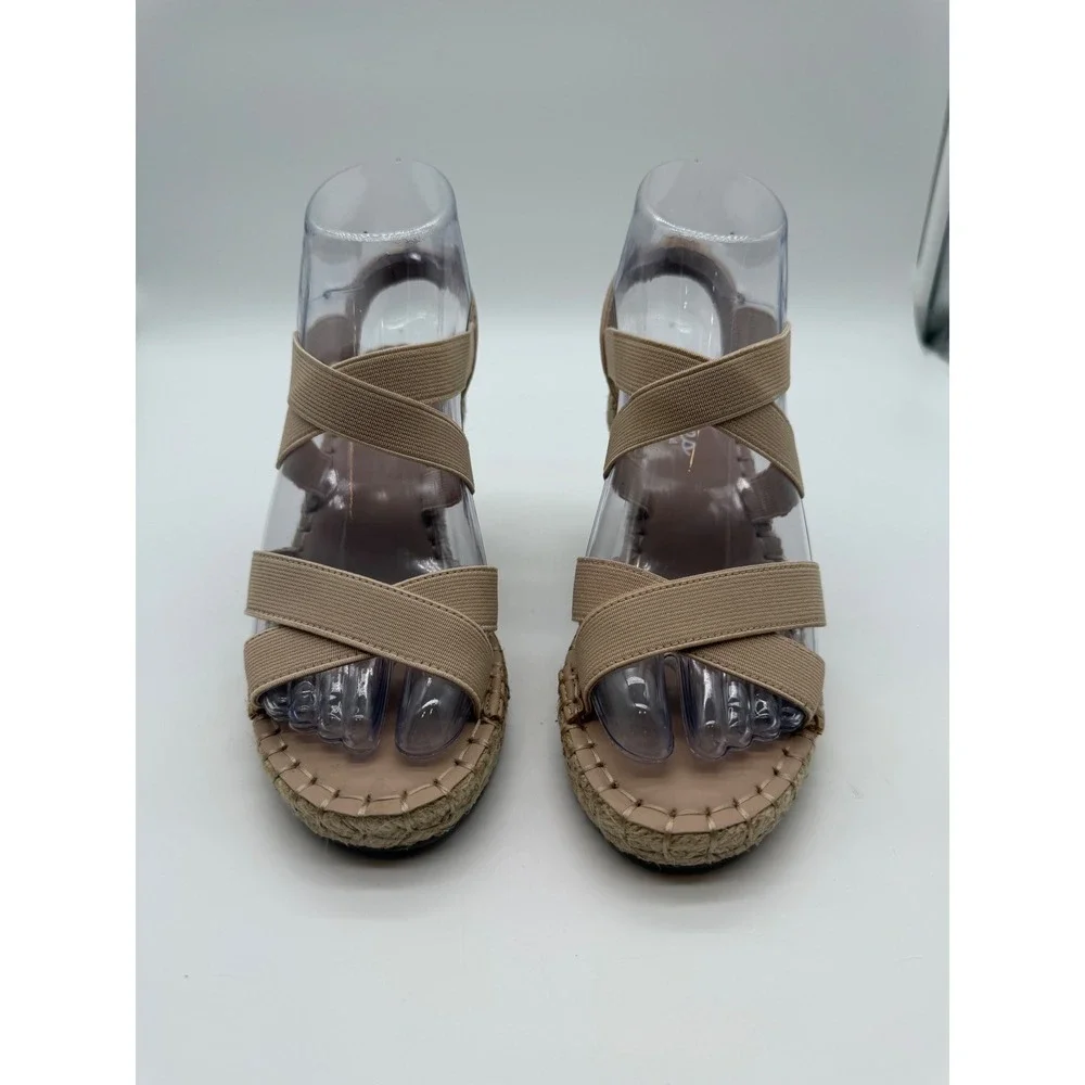 Charles by Charles David Women Tan Elastic Espadrille Wedge Sandals Size 5M